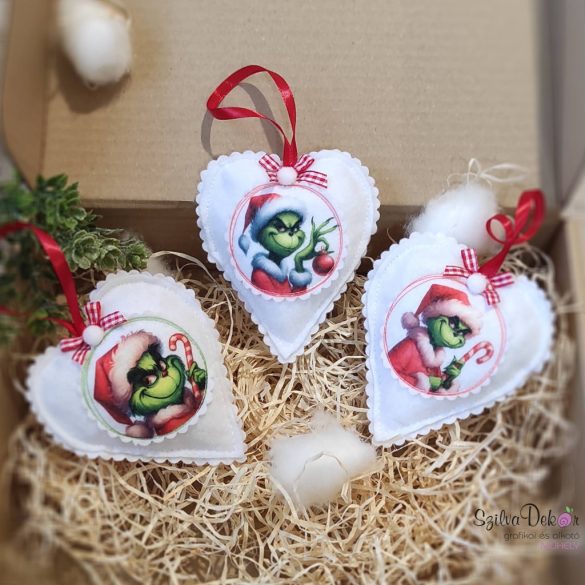 Grincses szív karácsonyfadísz szett- 2