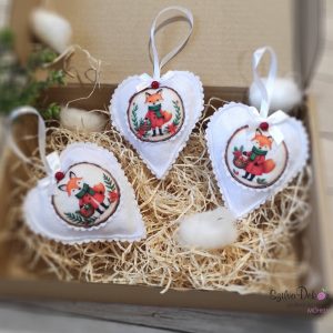 Rókás szív karácsonyfadísz szett