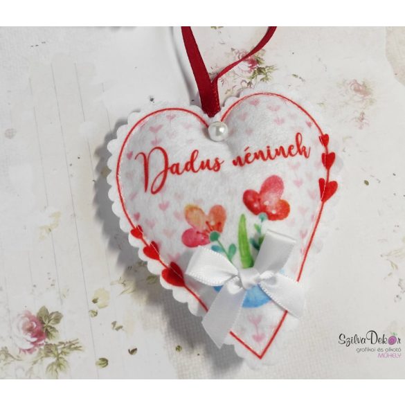 Dadus néninek textil szív akasztós