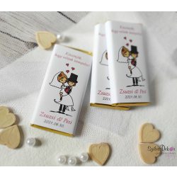   Szerelmes pár kistáblás csokidekor esküvői köszönetajándék