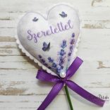 Szeretettel levendulás textil szív pálcikán