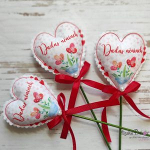 Dadus néninek textil szív pálcikán