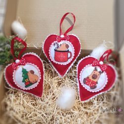Capibarás szív karácsonyfadísz szett- 1
