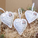 Szürke angyalos feliratos szív karácsonyfadísz 