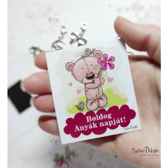 Anyák napi mágneses ajándékkártya fém fityegővel