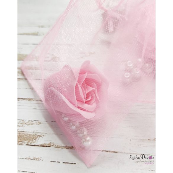 Szappanrózsa fej organza tasakban