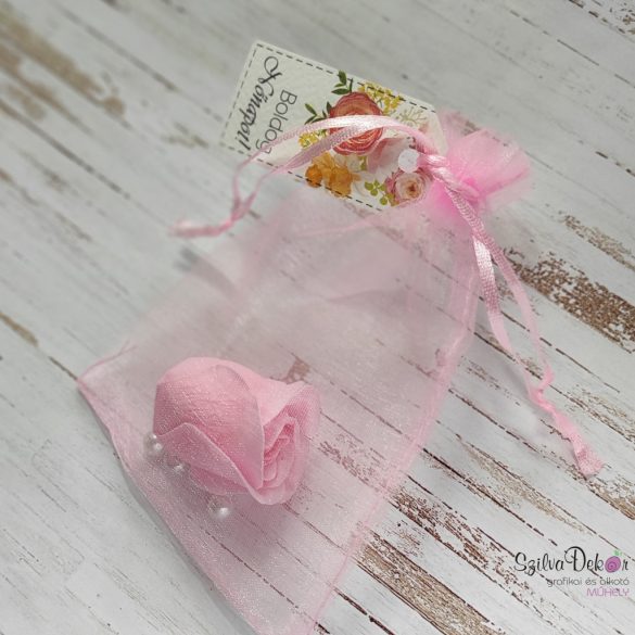 Szappanrózsa fej organza tasakban