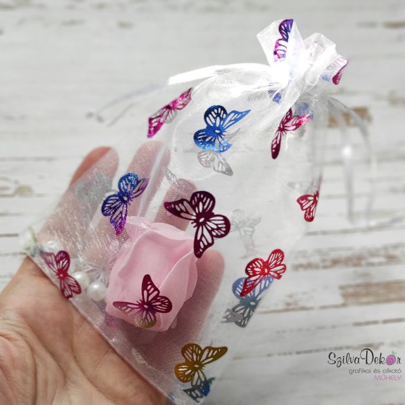 Szappanrózsa fej organza tasakban