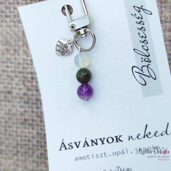 Bölcsesség- Ásványos kulcstartó vagy táskadísz