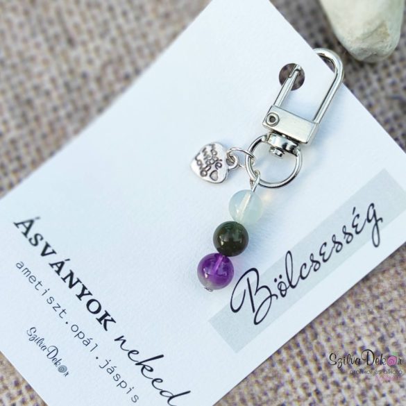 Bölcsesség- Ásványos kulcstartó vagy táskadísz