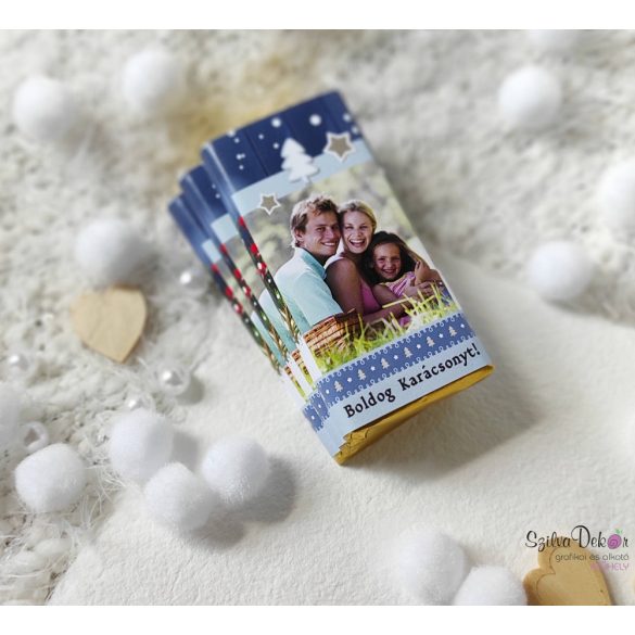 Királykék fényképes kistáblás karácsonyi csoki 