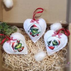 Grincses szív karácsonyfadísz szett- 4