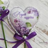 Anyák napjára orgonás textil dísz pálcikán