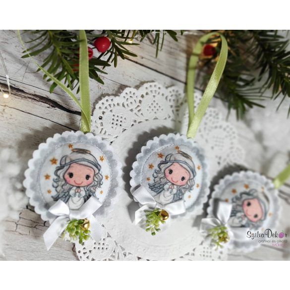 Ezüst angyal pihepuha karácsonyfadísz