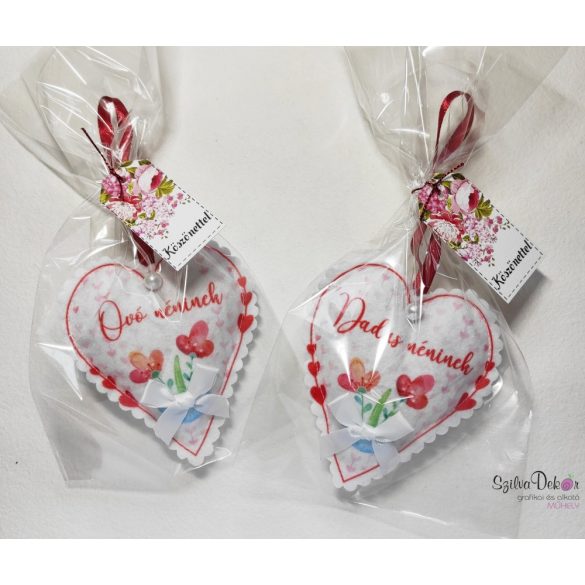Óvó néninek textil szív akasztós