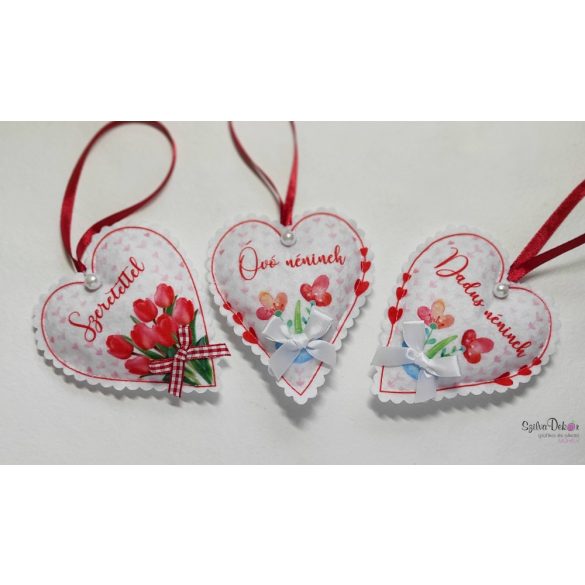 Óvó néninek textil szív akasztós