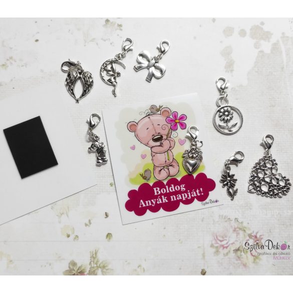 Anyák napi mágneses ajándékkártya fém fityegővel