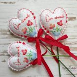 Óvó néninek textil szív pálcikán