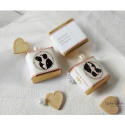   Fekete sziluett pár köszönetajándék kockacsoki- esküvői dekoráció