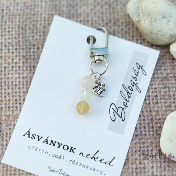 Boldogság- Ásványos kulcstartó vagy táskadísz