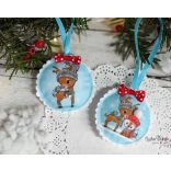 Őzikés+rókás pihepuha karácsonyfadísz