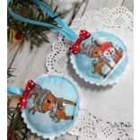 Őzikés+rókás pihepuha karácsonyfadísz